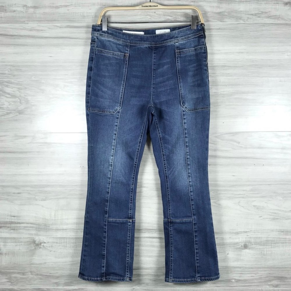 Anthropology Pilcro Letterpress Women's Denim Blue Side Zip Front Seams Jeans 29